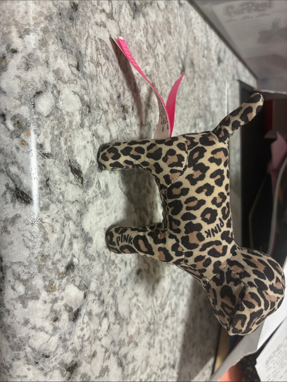 NWOT 💛TINY Mini PINK VS Leopard Print Decorative Dog - Tan and Black💕